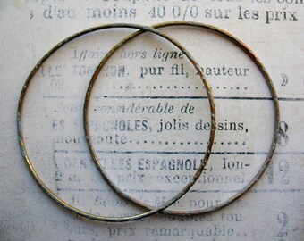 2 inch Notched Brass Hoop Findings in Sky Blue - 1 pair - 16 gauge
