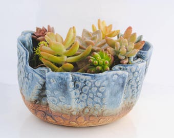 ceramic planter pot garden plant bowl window garden wavy planter