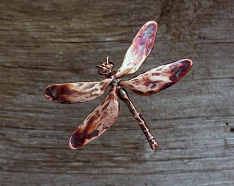 Copper Dragonfly wall sculpture - life size