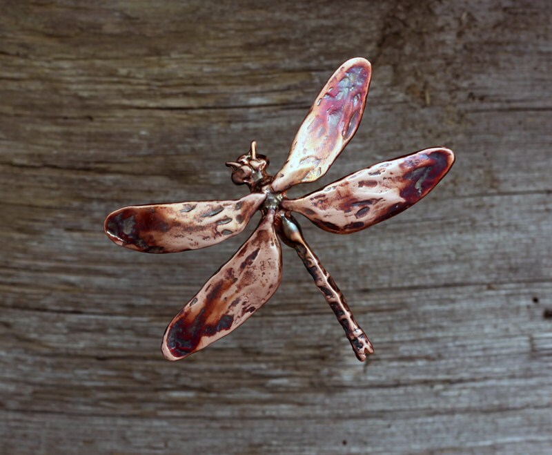 Copper Dragonfly wall sculpture life size