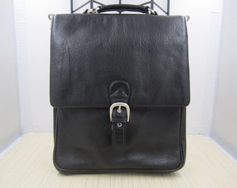 Unisex noir robuste galet véritable peau de vache en cuir besace / cartable, porte sur le sac