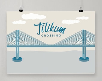 Tilikum Crossing / Illustrated Print / Portland, Oregon Design