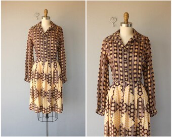 Vintage 1960s Party Dress | 60s Dress | 1960s Floral Print Dress | 60s Party Dress | 1960s Silk Shirtwaist Dress - (medium)