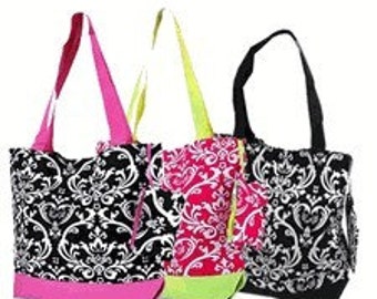 Personalized Damask Tote Bag
