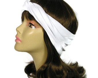 100% Cotton White Head Wrap White Cotton Yoga Head Wrap Yoga Headband White Turban Head Wrap Cotton Fitness Headband Turban Cotton Headband