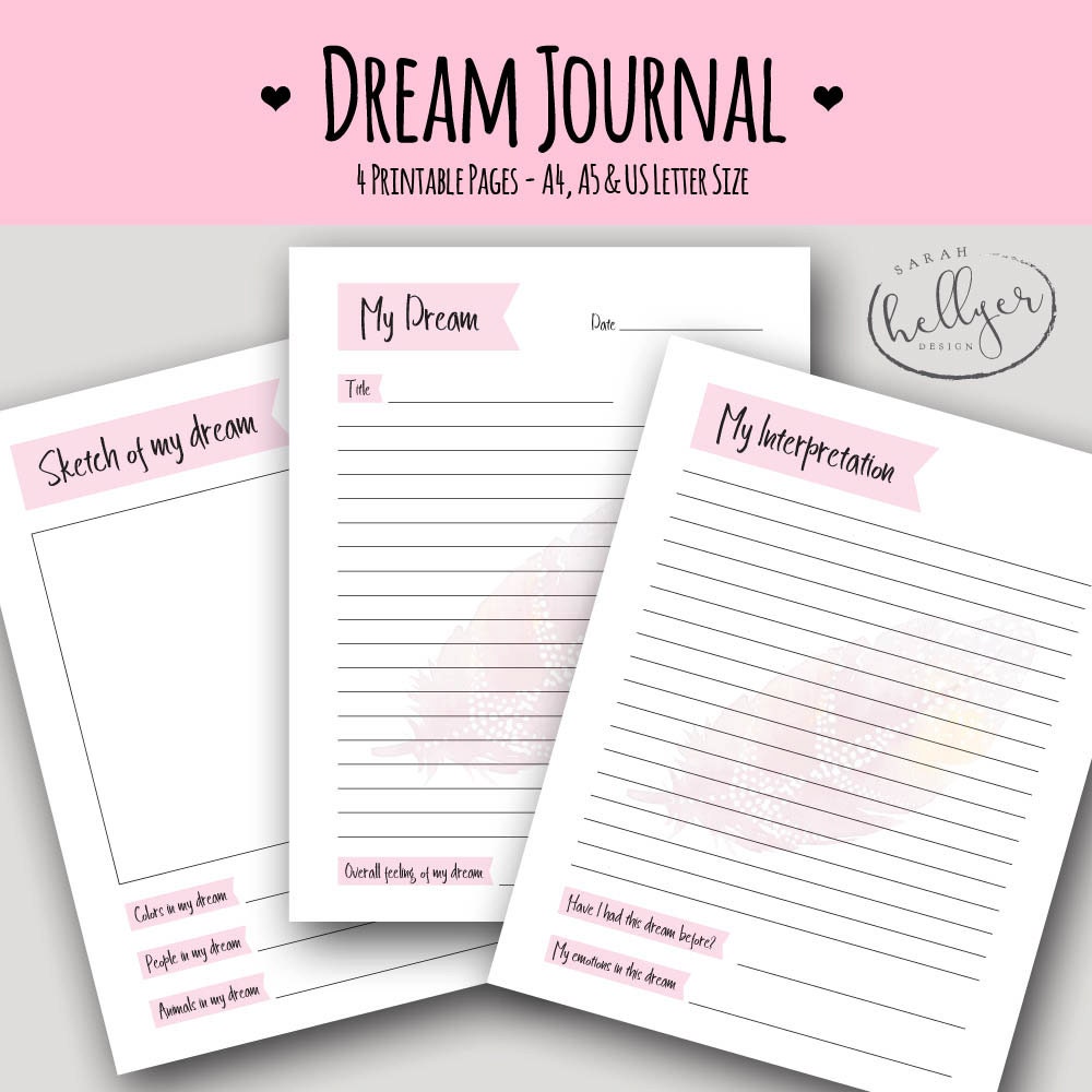 Printable Dream Journal Instant Download Dream