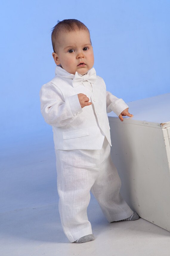 Baby boy baptism outfit Ring bearer outfit Baby boy linen