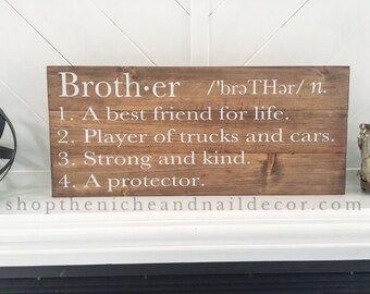 Brother Definition Sign, Kids Bedroom Decor, Room Decor, Baby Shower Gift, Brother Sign, Baby Gift Idea, Home Decor, Custom Order