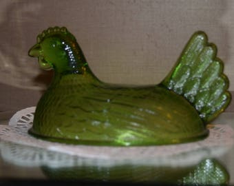 Green Hen on Nest Indiana Animals & Figurines by INDIANA GLASS Top only