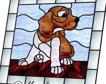 Beagle stained glass pattern