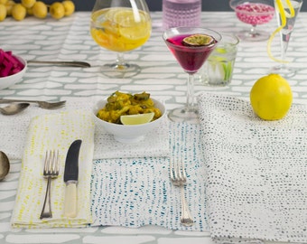 Hand screen printed linen napkin
