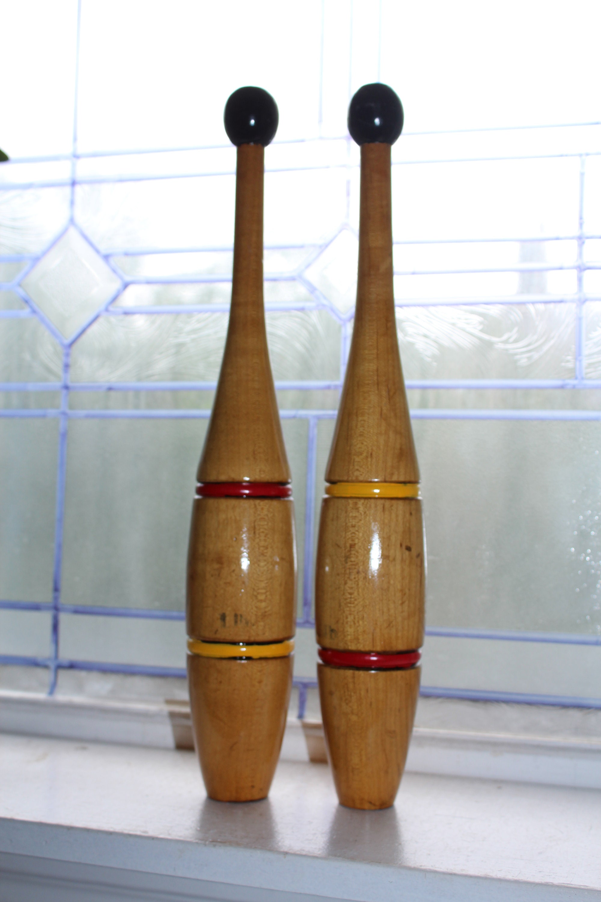 2 Antique Wooden Exercise Pins Juggling Clubs Indian Exercise Clubs