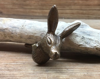 Bunny Head Rabbit Metal Knob - Nature Forest Fairytale Theme - Decorative Bunny Drawer Pull - Nursery
