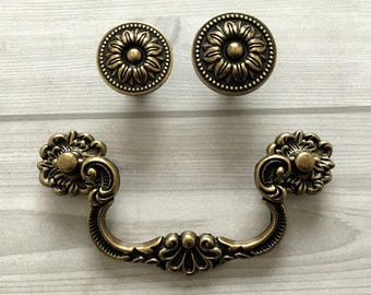 4" Vintage Style Drop Bail Drawer Pull Knob Dresser Pulls Handles Knobs Antique Bronze Kitchen Cabinet Handle Swing Lynns Hardware 102 mm