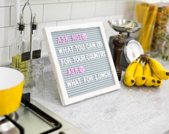 Rustic Vintage White Wood Frame Letter Board | Gray Felt Changeable Message 10x10 Inches with 680 Letters | Ideas Worth Sharing