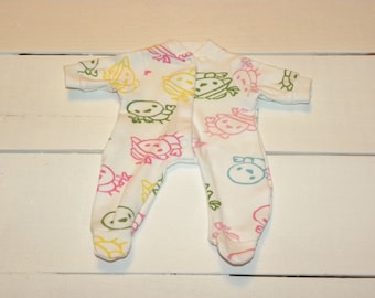 White Patterned Footed Sleeper - 12 inch doll clothes