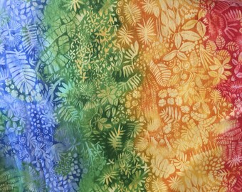 Hawaiian fabric, rainbow tropical print, fat quarter