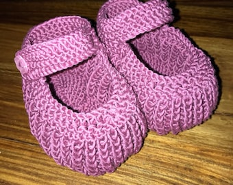 Hand Knitted Mary Jane Baby Shoes