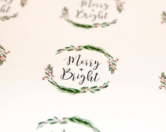 Merry & Bright Stickers | Packaging Labels | Holiday Stickers | Christmas Stickers