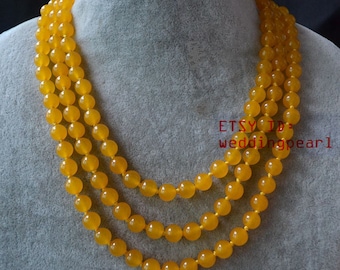 long yellow jade necklace, 55 inch 8mm hand knotted jade necklace, yellow bead necklace, lady necklace, Christmas present,bridesmaid jewelry