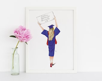 Graduate (Customize sign!) (Fashion Illustration Print - Graduation Gift - Custom Graduation Gift -High School Graduation - Grad Gift)