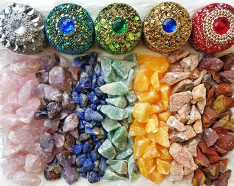 7 Chakra Healing Gift Set with Handmade Beaded Box | Energy Stones | Reiki Crystal Meditation