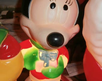 Christmas decoration outdoor or tabletop blow mold Santa's Best Minnie works