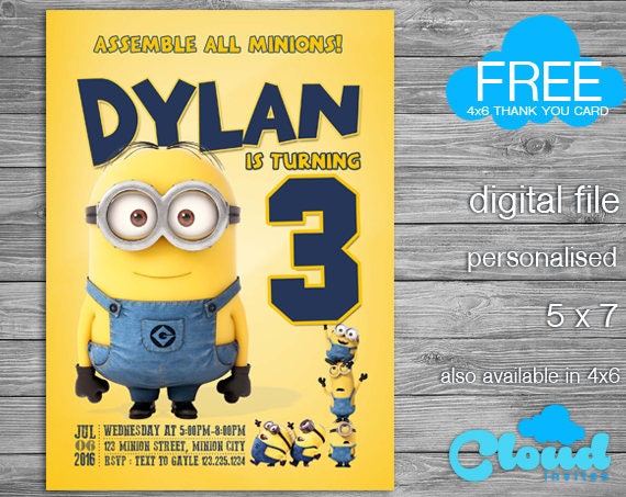 Minion Birthday Invitation Minions Minion Invitation Minion