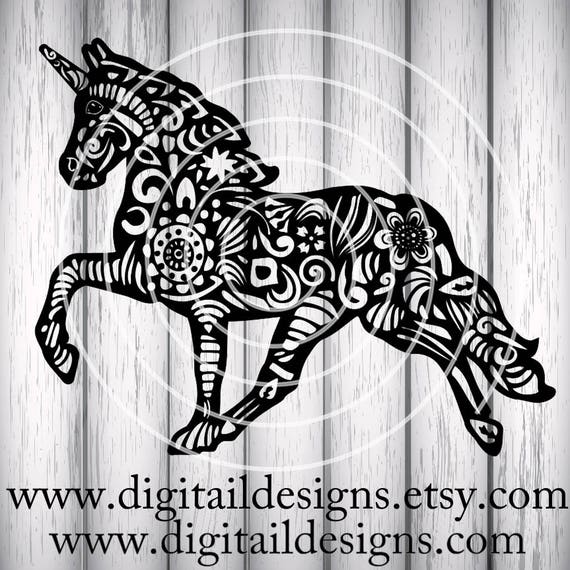 Zentangle Unicorn SVG png eps fcm ai dxf Unicorn