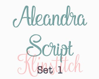 50% Sale!! Set 1 Aleandra Script Embroidery Fonts 5 Sizes Fonts BX Fonts Embroidery Designs PES Fonts Alphabets - Instant Download