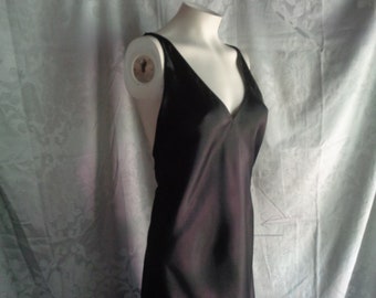 Vintage slip dress long black satin bust 36"