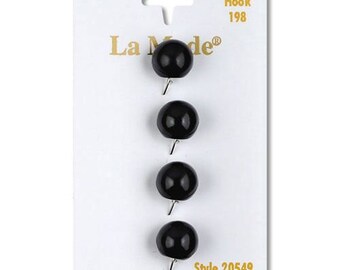 Black 3/8" button. La Mode. 4 buttons a card.
