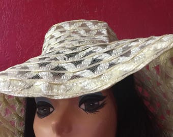 Vintage Wide Brim Floppy Woven Sheer Sun Hat