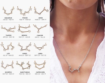 Zodiac Necklace Astrology Necklace Constellation Necklace Horoscope Necklace Zodiac Sign Jewelry Celestial Jewelry Gift For Bridesmaids