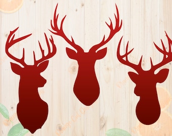 Deer head Svg, Deer silhouette cutfiles, Deer horns Svg, Dxf, Eps, Png. Deer silhouettes for Cricut, Silhouette cameo, Deer Clipart