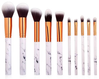 10 Pieces Marble Makeup Brush Set with Marble Box - Make Up brushes - Gifts for Her, Girls, Women, Mother, Bridesmaid