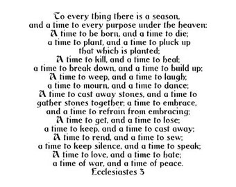 Ecclesiastes 3 - To every thing there is a season - vinyl wall decal