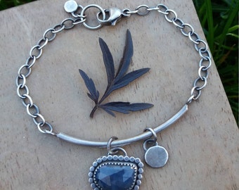 sterling silver sapphire gemstone bracelet - silver bracelet - sapphire bracelet - boho jewelry
