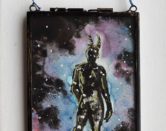 Galaxy Wanderer framed mixed media painting