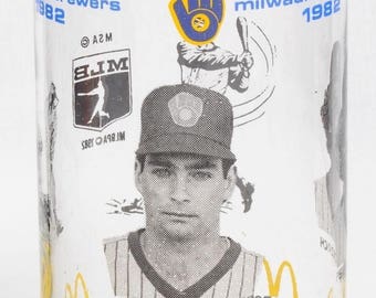 1982 MILWAUKEE BREWERS Vintage McDONALD'S Promo GLASS Paul Molitor Vukovich mlb