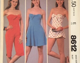 McCalls Vintage Pattern 8612 Dress, Jumpsuit, and Romper UNCUT Size: 14