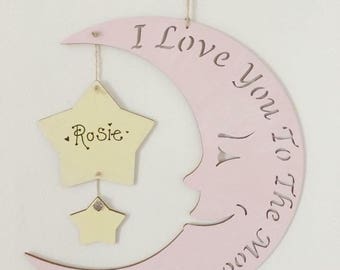 Large i love you to the moon & back (pink)