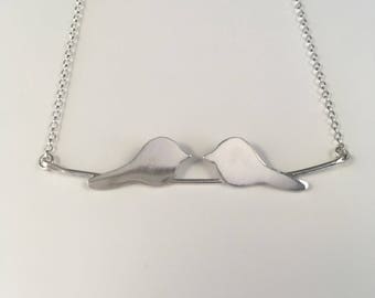 Lovebirds Necklace; handmade in sterling silver, perfect as a gift