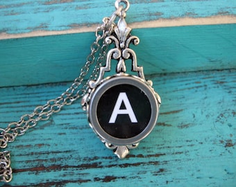 Typewriter Key Jewelry - Typewriter Necklace Letter A