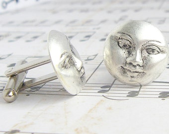 Moon - antique silver finish cufflinks