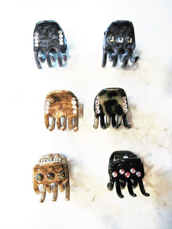 Small claw hair clips with jewels pictures