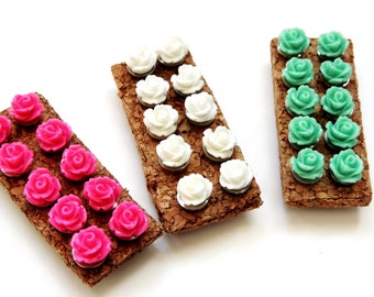 PUSH PINS Thumbtacks Decorative Flower Push Pin Set Wedding Boards Rose Bud Tacks Thumb Tack Message Bulletin Boards Office Cubical Decor