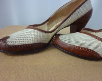 1940’s Two Tone Open Toe Spectator Pumps
