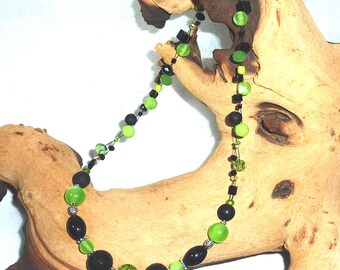 2reihige Necklace Necklace-Green & Black-