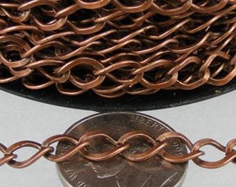 Antique Copper Chain bulk Chain, 32ft of Antique Copper Finished Big Hammered Curb Chain - 7.8x6.0mm Unsolodered Link 18G